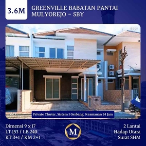 Rumah 2 Lantai Greenville Babatan Pantai Surabaya 36m Private Cluster