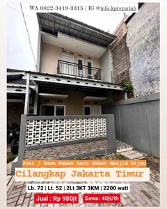 Rumah Baru 2 Lantai Dekat Masjid Hijau Cilangkap Jakarta Timur