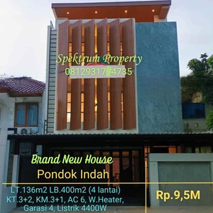 Rumah Baru 4 Lantai Di Pondok Indah Siap Huni Lt136 Lb400 Rp95m