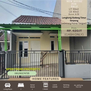 Rumah Baru Di Lengkong Gudang Timur Lt 50m2 Lb 40m2 Rp 420jt