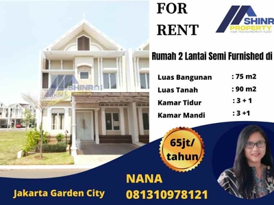 Rumah Minimalis 2 Lantai Semi Furnished Di Jgc Jakarta Garden City