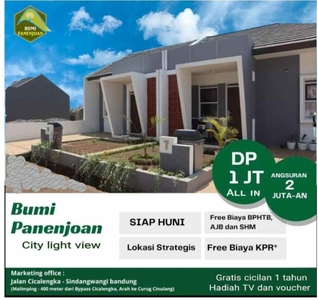 Rumah Siap Huni Gratis Nyicil 1 Tahun Di Bumi Panenjoan Cicalengka