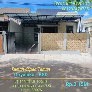 Rumah Siap Huni Hadap Taman Di Griya Loka Bsd Lt144 Lb100 Rp215m