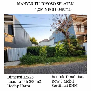 Tanah Manyar Tirtoyoso Selatan Surabaya 42m Nego Shm Hadap Utara