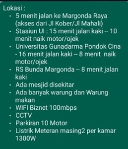 Kost Nyaman Cozy Mahasiswi/Karyawati UI/Gunadarma Depok Margonda