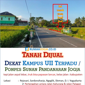 tanah sangat strategis pinggir jalan aspal utama selatan UII