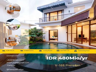 4 BEDROOMS VILLA DISEWAKAN DEKAT PANTAI CANGGU /PRERENAN ( V-188)