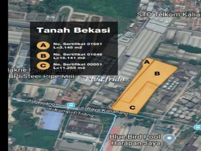 Dijual Murah Bekas Pabrik Hitung Tanah di Jl Raya Kaliabang Bekasi