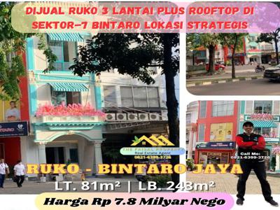 Dijual ruko lokasi strategis jalan utama bintaro dengan rooftop