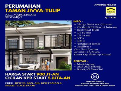 Dijual Rumah Baru Taman Jivva Sidoarjo start 900 jutaan Keamanan 24Jam