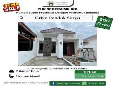 DIJUAL RUMAH GRIYA PONDOK SURYA KAWASAN STRATEGIS NYAMAN DIKOTA MEDAN