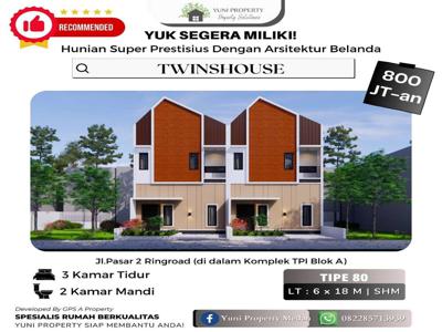 DIJUAL RUMAH TWINSHOUSE KUALITAS BAGUS DOUBLE DINDING DIKOTA MEDAN