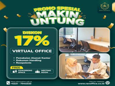 DISKON 17%! VIRTUAL OFFICE EKSKLUSIF FREE CO WORKING SPACE