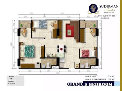 Jual Grand 3 Bedroom Sudirman Suites Apartment Bandung
