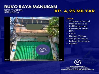 Jual Ruko Strategis Raya Manukan Tandes Dkt Citraland Benowo Sememi