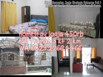 Sewa Homestay Jogja Strategis Keluarga Full 1 rumah Wi Harian Bulanan