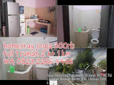 Sewa Homestay Yogyakarta Strategs 2KT AC Full 1 rumah Bulanan Harian