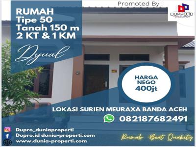 Surien Rumah dijual Tipe 50 Tanah 150 m Meuraxa Banda Aceh