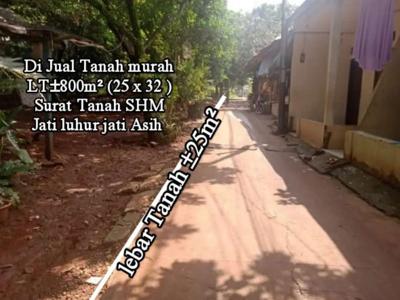 Tanah murah 800m²(25x32)SHM JatiAsih Jatiluhur akses mobil anti banjir