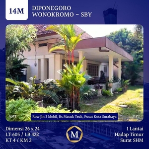 Dijual Rumah Diponegoro Pusat Kota14M SHM Hadap Timur LT605 LB422 4KT 2KM - Surabaya