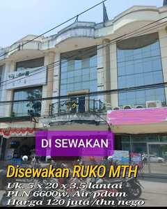 Di sewakan ruko 3.5 lt di pinggir jalan di mt haryono