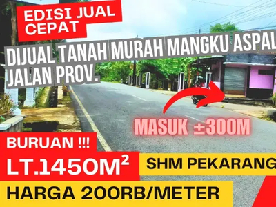 Jual Cepat Tanah Murah Dekat Jalan Raya Prov. mangku aspal Kampung