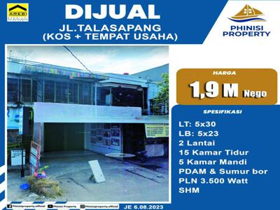 DIJUAL RUMAH KOST 2 LANTAI + TEMPAT USAHA DI JALAN TALASALAPANG