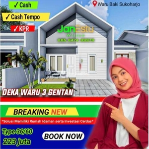 Jual Promo Rumah di Waru Gentan, Mulai Tipe 36 2KT 1KM SHM - Sukoharjo