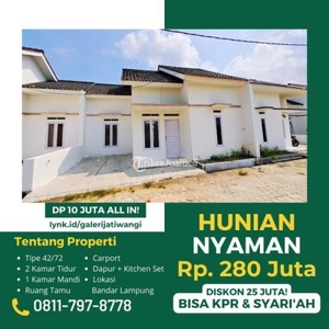 Jual Rumah Baru dalam Perumahan Murah 2KT 1KM Carport Dapur Tipe 42/72 DP Kecil Lokasi Strategis Bisa KPR & Syariah - Bandar Lampung
