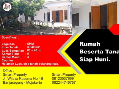 Dijual Rumah Beserta Tanah Siap Huni