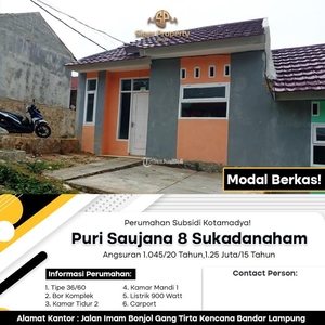 Dijual Rumah Subsidi Tipe 36 Baru Hanya Modal Berkas Siap Huni - Bandar Lampung