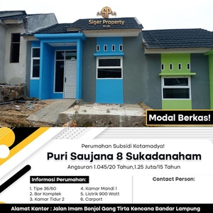 Jual Rumah Baru Tipe 36 Perumahan Subsidi Kotamadya - Bandar Lampung