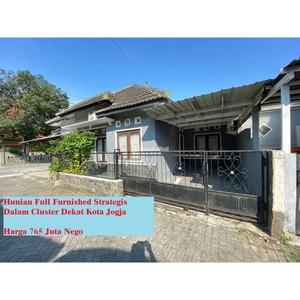 Jual Rumah Hunian LT109 LB80 3KT 2KM Full Furnished Strategis Dalam Cluster Dekat Kota Jogja - Sleman Yogyakarta