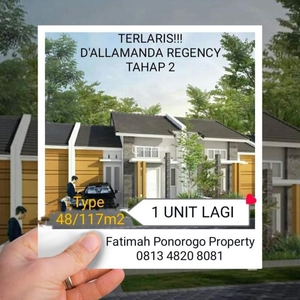 Jual Rumah Minimalis 1 Lantai Tipe 48 Baru Lokasi Tengah Kota - Ponorogo Jawa Timur