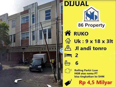 Dijual Ruko 2 petak jalan andi tonro 2 arah dekat veteran