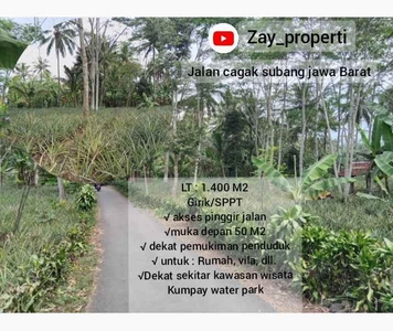 Tanah Dekat Pemukiman Sekitar Wisata Jalan Cagak Subang