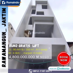 Dijual Murah Ruko Ada Rooftop Gratis Lift di Rawamangun Jakarta Timur