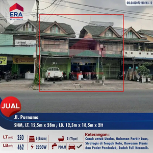 Dijual ruko ukuran lebar (12.5m x 18.5m) di tepi jalan Purnama