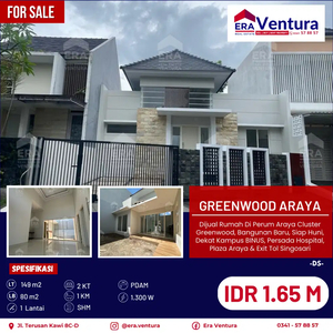 Dijual Rumah Di Greenwood Araya, Bangunan Baru, Siap Huni