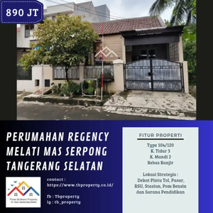 DIJUAL RUMAH DI PERUMAHAN REGENCY MELATI MAS SERPONG - VIA CESSIE