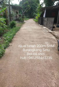 Dijual tanah 200m di Burangkeng Setu kabupaten bekasi