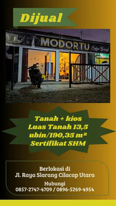 Dijual Tanah+Kios Cilacap Utara