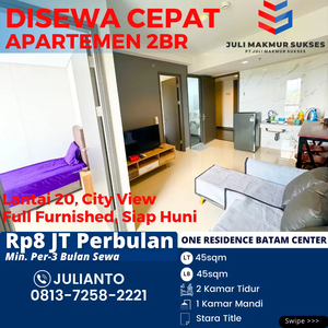 Disewa CEPAT Apartemen 2BR Siap Huni di One Residence Batam Center