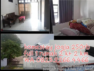Homestay Yogya Harian Bulanan Keluarga 2KT Liburan UGM Pogung Jl Kaliu