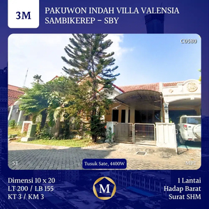 Rumah 1 Lantai Pakuwon Indah Villa Valensia Surabaya 3M SHM Tusuk Sate