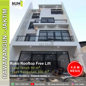Termurah Ruko Ada Rooftop Gratis Lift di Rawamangun Jakarta Timur