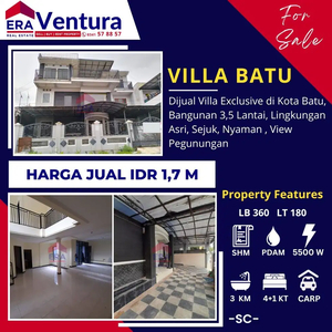Villa Exclusive 3.5 Lantai Di Kota Batu, View Pegunungan