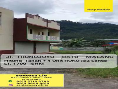 1700 m2 Tanah + 4 unit Ruko Kota Batu Jatim- Jalan Trunojoyo - SHM