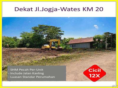 Tanah 400 meter Jl.Jogja-Wates KM 20: Harga 1 Jt-an/m Siap AJB Notaris