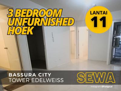 3 Bedroom Hoek Lantai 11 Tower Edelweis Unfurnished Bassura City